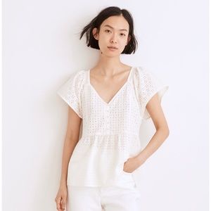 Madewell Patchwork Eyelet Peplum Top